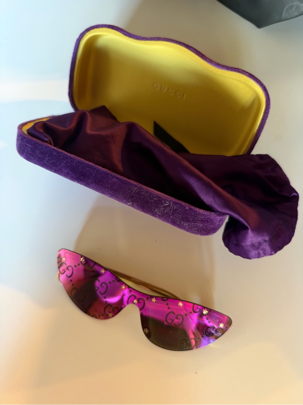 Gucci GG0666S 003 GG Monogram Pink Shield Sunglasses